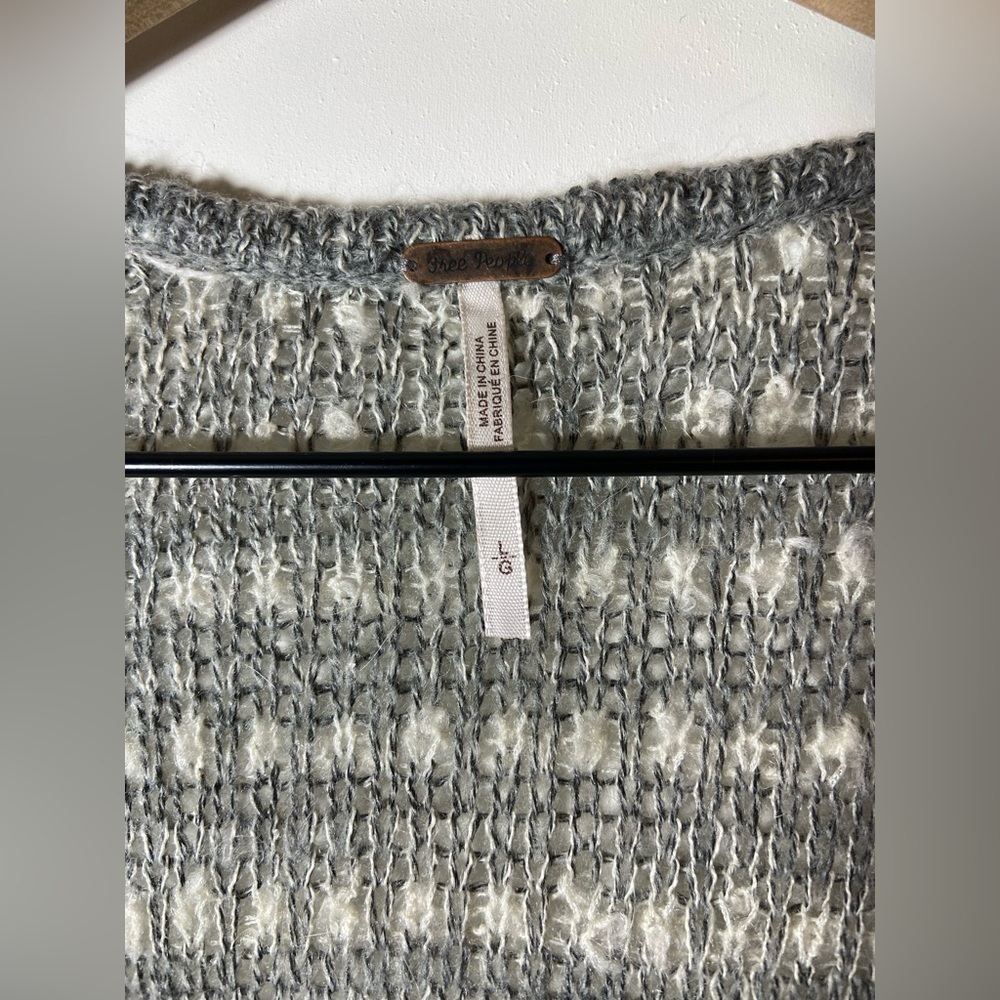 Free People Grey Smile Like You Mean It Stripe Knit L Cardigan Duster OB461298 - Picture 10 of 14